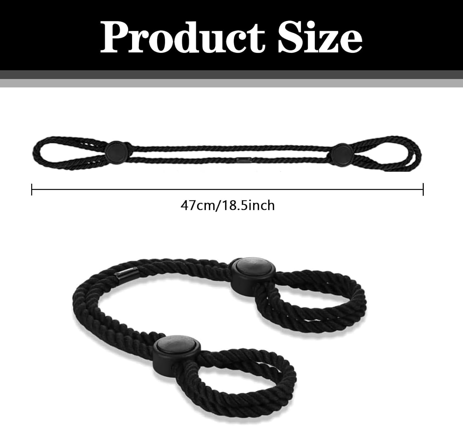 1 Pcs Sex Bondage Rope,Adjustable Rope Restraint Handcuffs and Fetters,Bdsm Fetish Slave Bondage Toy,Sex Game Bondage Rope SM Erotic Beginner,Adult Bondage Rope Sex Games Couple(Black) - Black image number 3