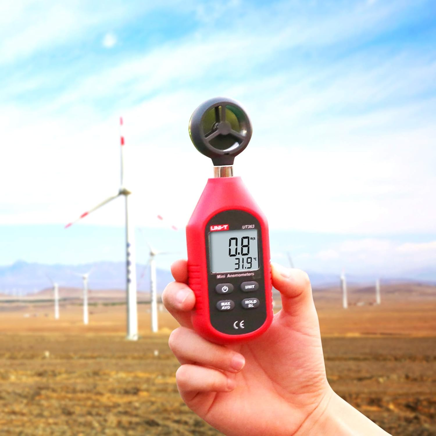 UNI-T UT363 Handheld Anemometer Wind Speed Meter Wind Chill Air Temperature Gauge -14&deg;F to 122&deg;F (-10&deg;C to 50&deg;C) with LCD Backlit Max/Avg Data Hold image number 5