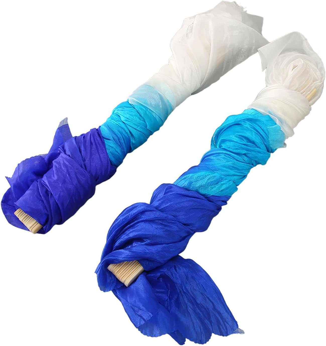 Silk Belly Dance Fan, 2Pcs 1.5M Artificial Silk Belly Dance Bamboo Fan Veils National Dance Artificial Silk Veil Fans Long Folding Imitated Silk Fans for Dancing Performances image number 5