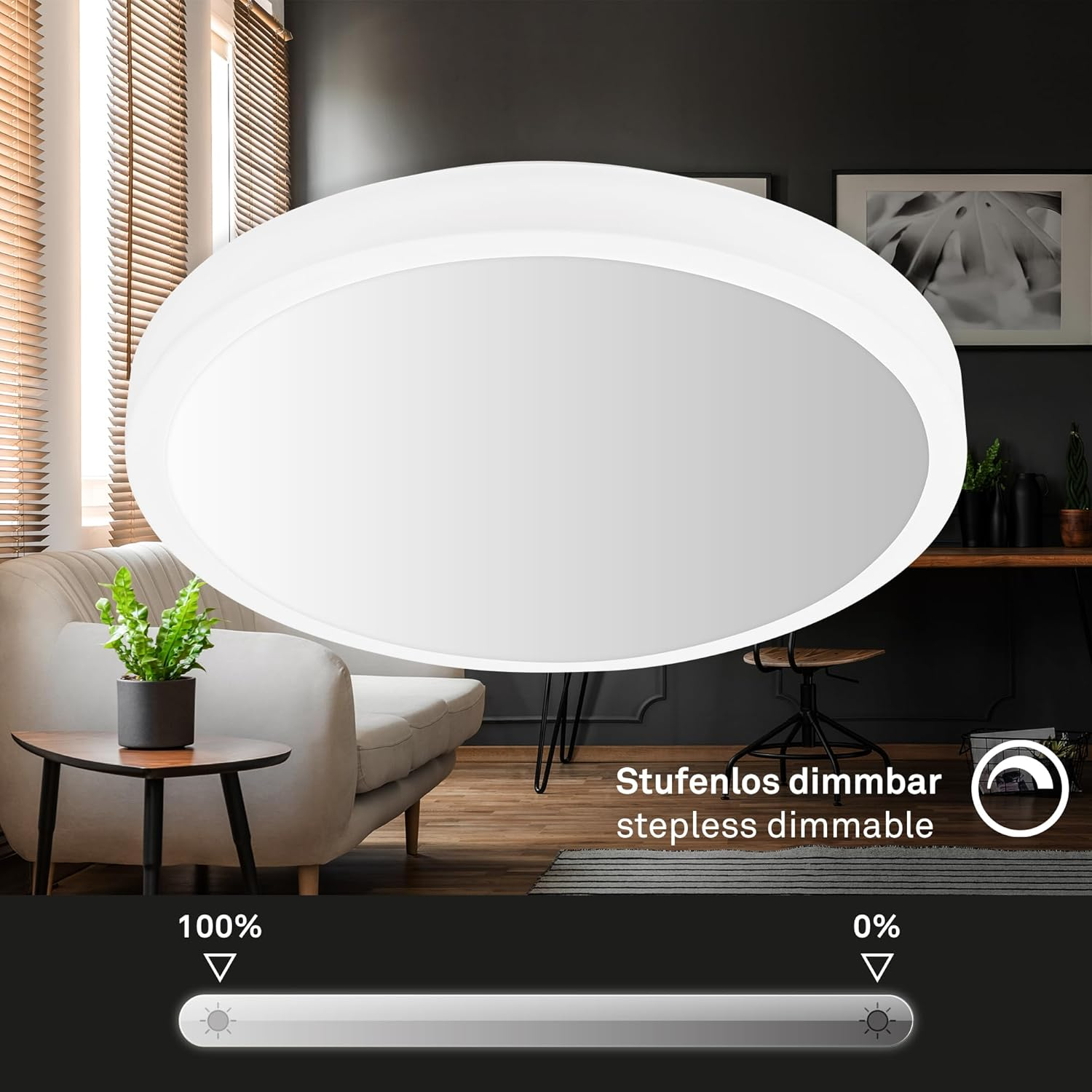 BRILONER - Smart LED Ceiling Light, Wifi LED Ceiling Light, Dimmable, Adjustable Colour Temperature, Colourful Colours, Lamp, Voice Control, Living Room Lamp, Bedroom Lamp, 270 X 60 Mm image number 6