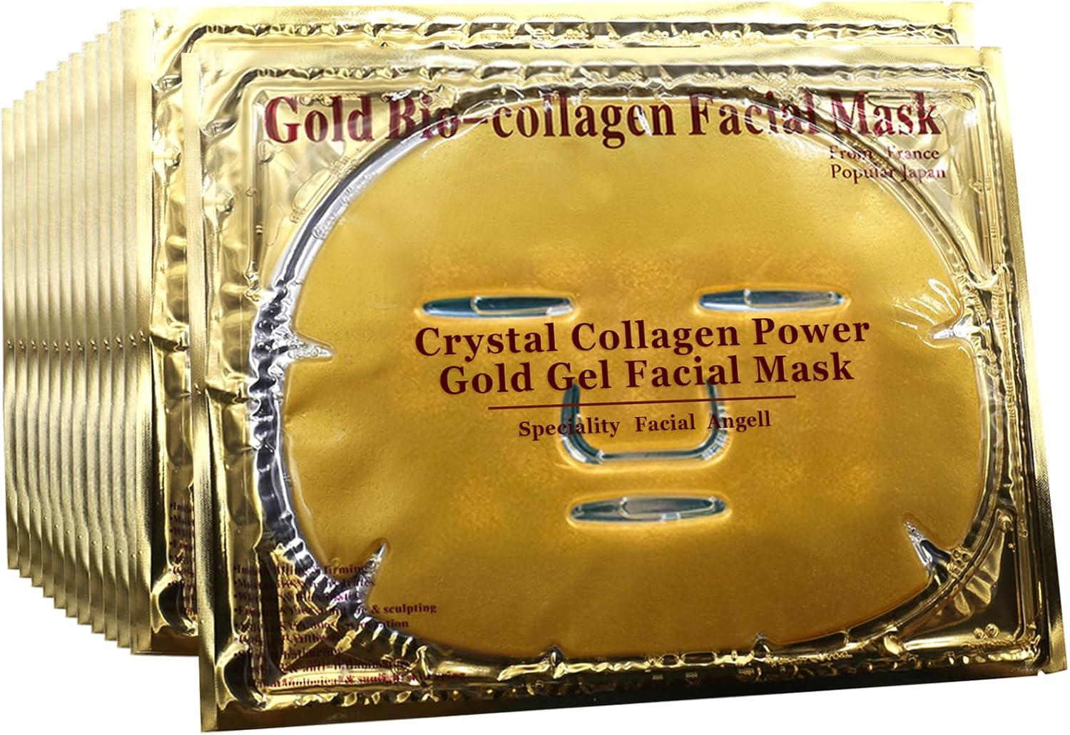 12 PCS 24K Gold Crystal Gel Collagen Facial Masks, JUYOU Deep Moisturizing Facial Sheet for Women Skin Care Revitalize Skin image number 4