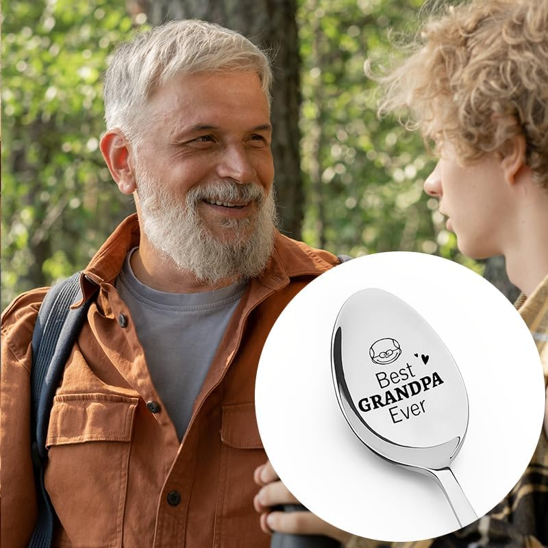 Fathers Day Birthday Gifts Spoon for Grandpa Grandfather Best Grandpa Ever Spoon Gifts for Papa Christmas Day Present Granddad Granddaddy Coffee Spoons Gift from Grandson Grandaughter image number 4