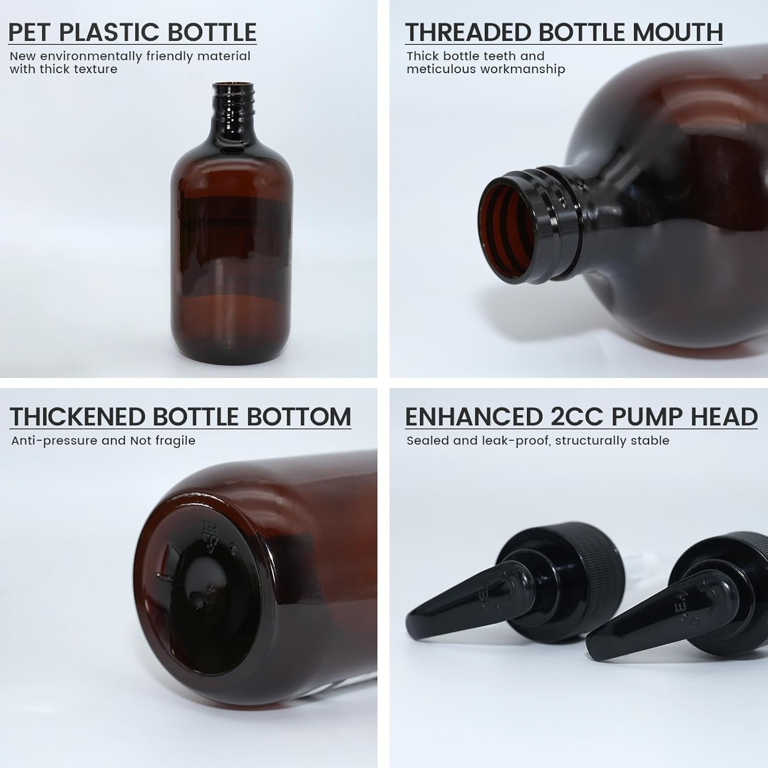 Refillable Shampoo and Conditioner Bottles, 17Oz Shampoo and Conditioner Dispenser Soap Dispenser Shampoo Dispenser Lotion Dispenser with 8 Waterproof Labels for Bathroom Hotel - Amber, 3Pcs image number 3