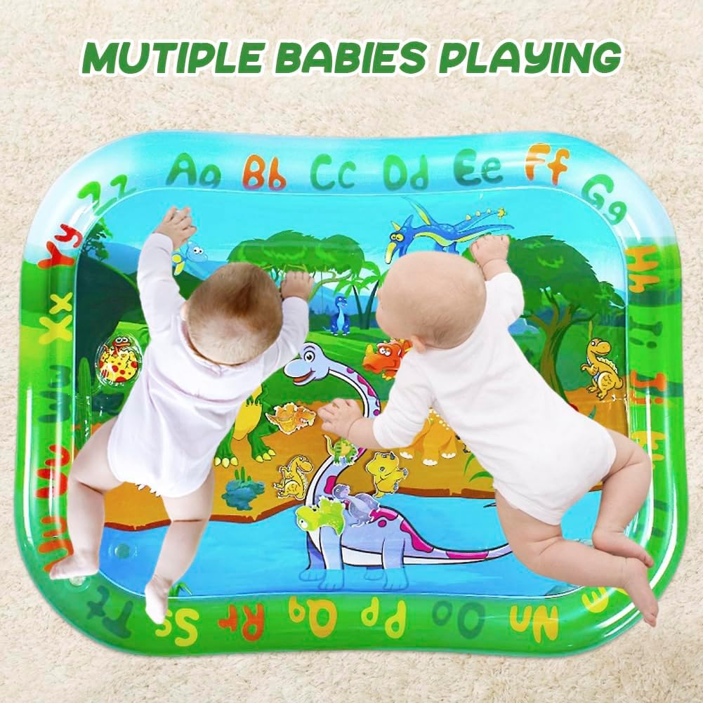 Large Tummy Time Water Mat,100 * 80Cm Inflatable Water Mat,Dinosaur&Letters Water Play Mat,Baby Toys for Toddlers 0 1 2 3 image number 4