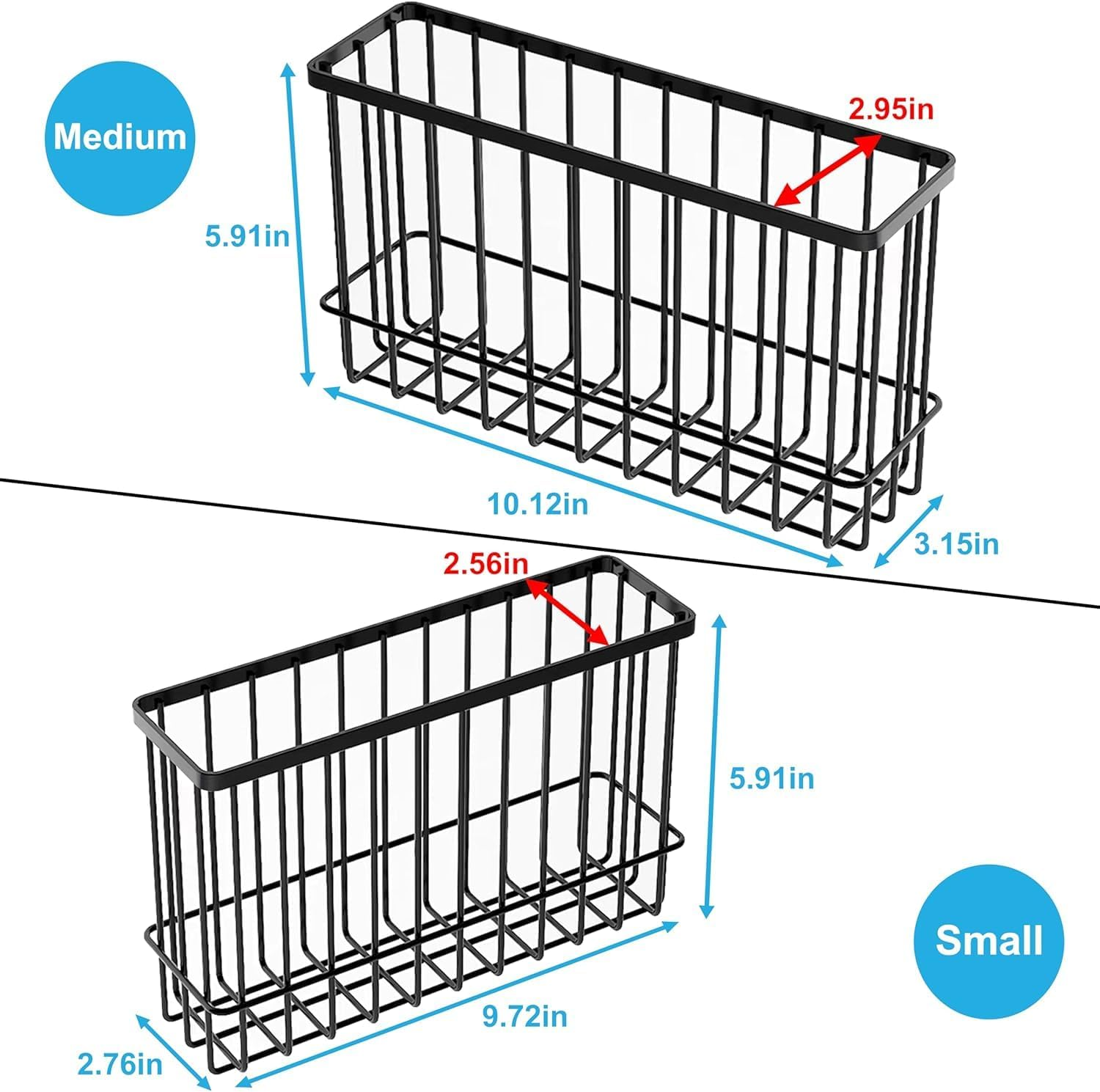 2 Packs Kitchen Cabinet Door Storage Box, Refrigerator Side Organizer, Self-Adhesive Storage Box, Wall Mounted Metal Storage Baskets, Bathroom/Cabinet/Kitchen Items Organiser Storage Box