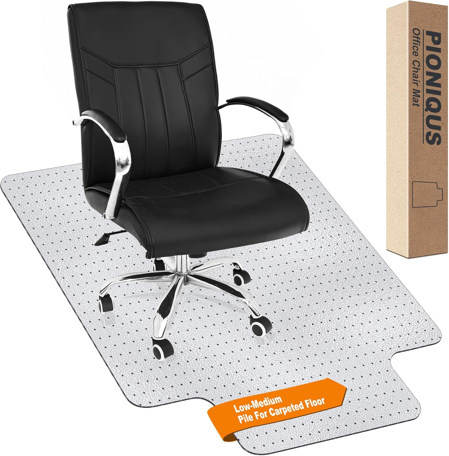 Office Chair Mat for Carpeted Floors 90X120Cm with Lip, Low to Medium Pile, PIONIQUS Heavy Duty Carpet Protector for Office Gaming Desk Chair, Transparent Thick Desk Chair Mat (Not for Hard Floor) image number 3