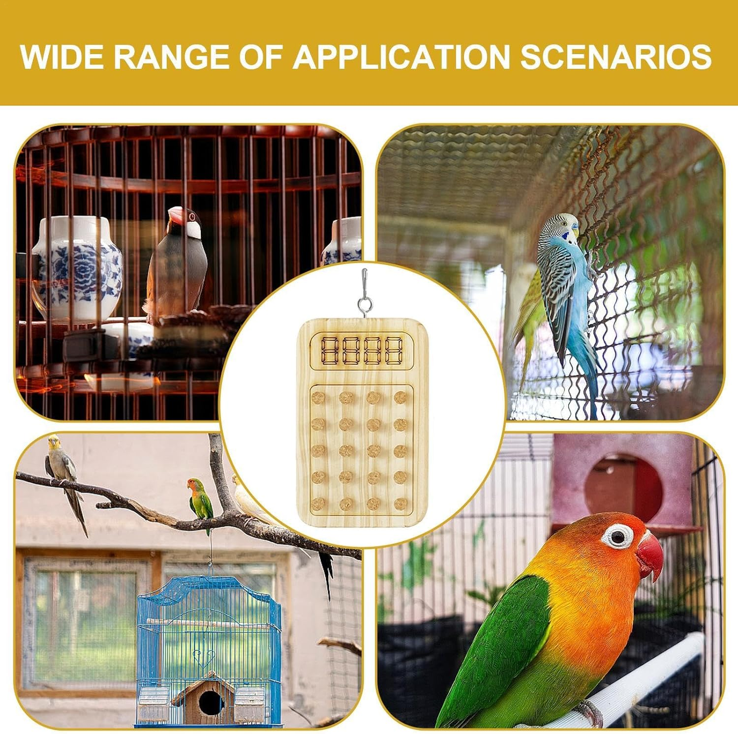 Parrot Chewing Cork - Wooden Biting Training Bird Toy - Cork Treasure Hunt Games for Hiding Treat, Parrot Toy for Small and Medium Bird Intelligence and Emotions - Hanging Plate image number 4