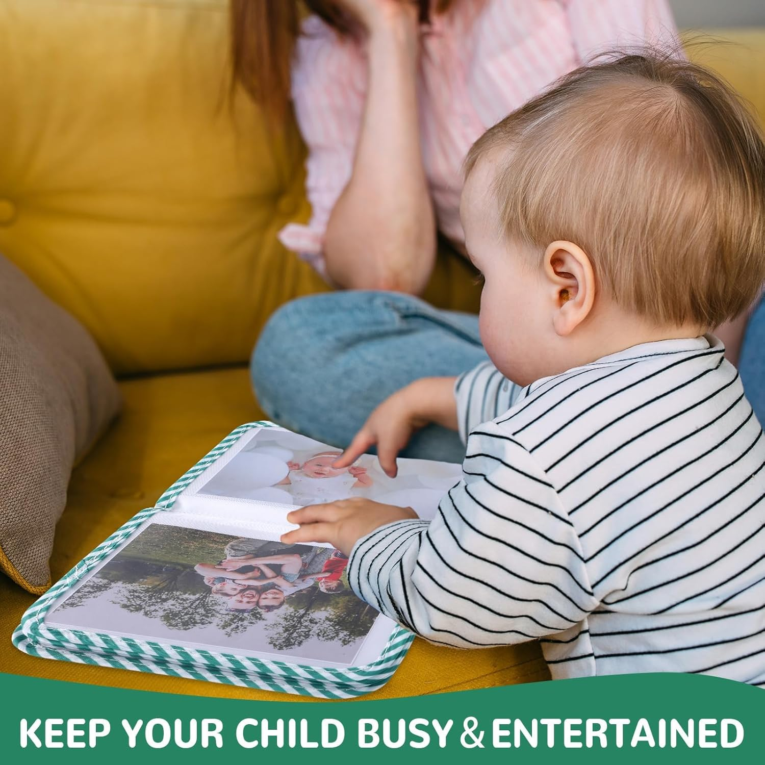 Baby'S My First Family Album Soft Photo Cloth Book Eucalyptus My First Book of Photos Greenery Baby Memory Album Gift Holds 4X6 Pictures for Babies Newborn Toddler & Kids Baby Shower image number 1