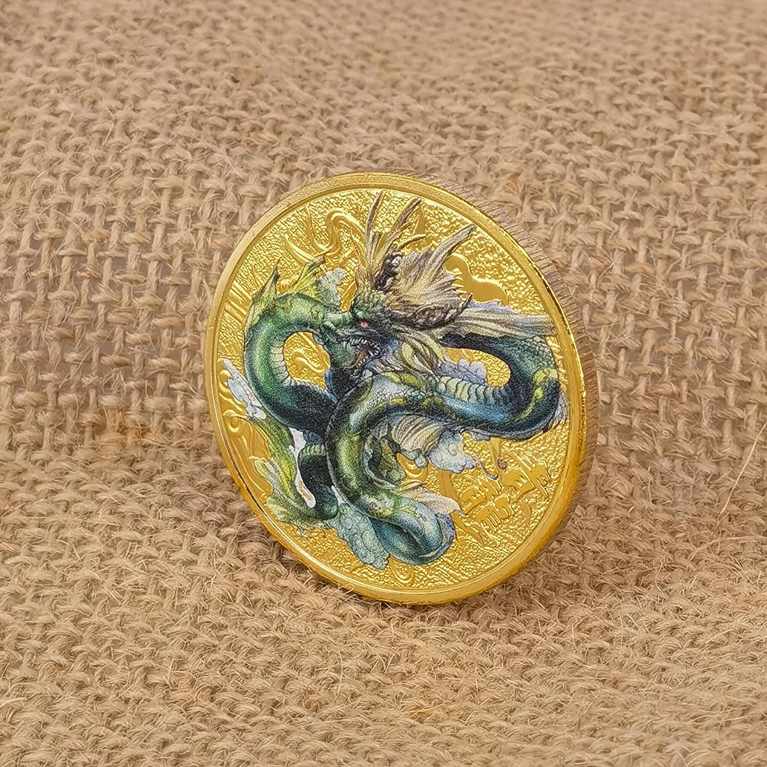 Chinese Ancient Mythical Creatures I Ching Good Luck Coin Blue Dragon Challenge Coin image number 4