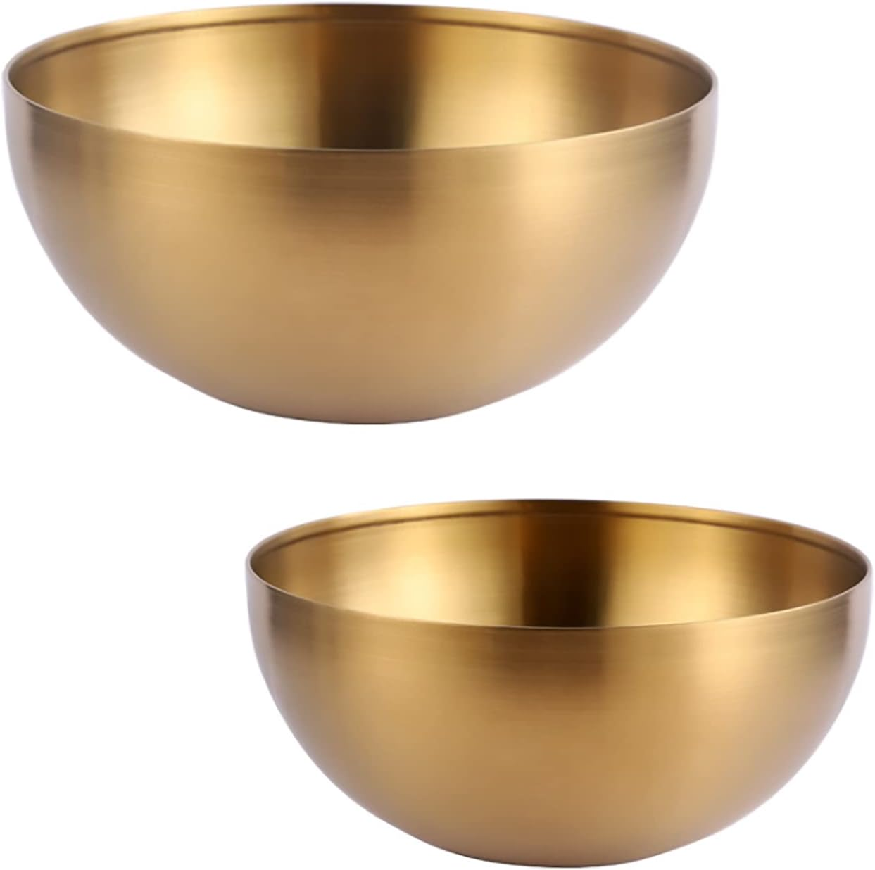 Dadamong Stainless Steel Salad Bowls, Mixing Bowls, Nesting Bowls, Snacks Bowls, Serving Bowls for Mixing, Cooking, Baking, Prepping, Set of 2, Small & Large - 5.9 & 7.9 Inch (Gold)