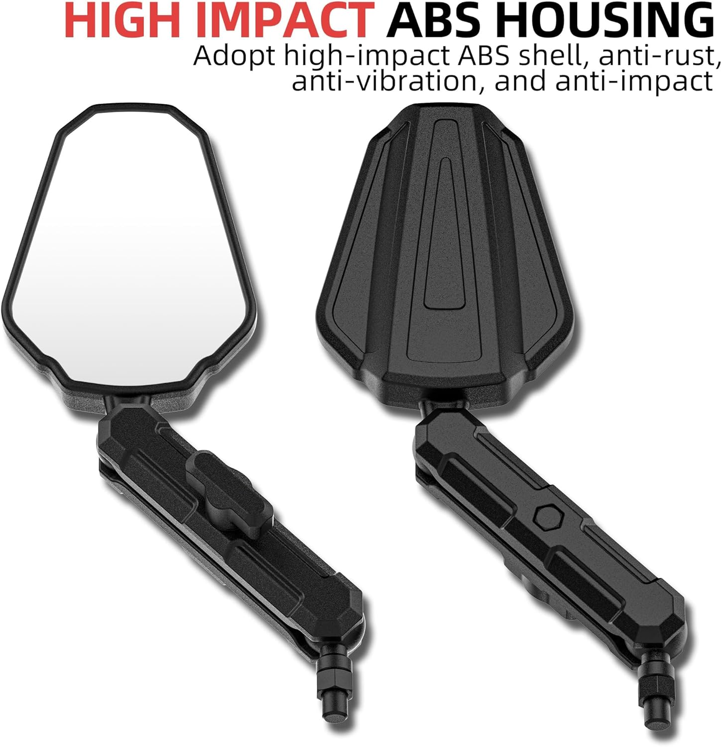 Upgraded Universal Motorcycle Mirror,Adventure Ball-Head ATV Rear View Mirror No Vibration & Wobble with 8/10MM Screw and 7/8" Handlebar Aluminum Mount Compatible with ATV Dirt Bike and More image number 2