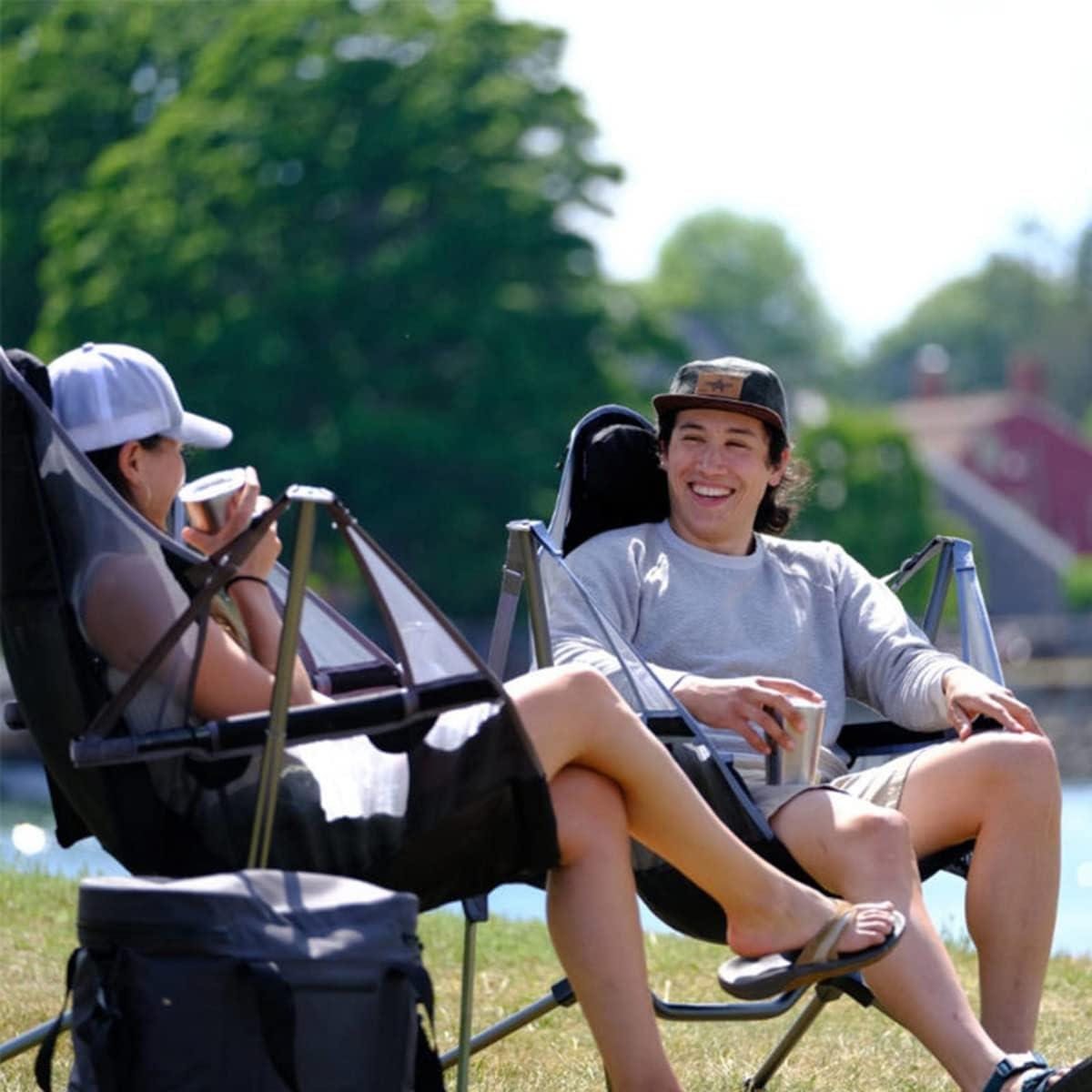 Outdoor Camping Rocking Chair Park Swing Leisure Beach Chair Family Hammock Folding Chair Outdoor Beach Chair Nap Chair Can Bear 300Kg(Gray) image number 1