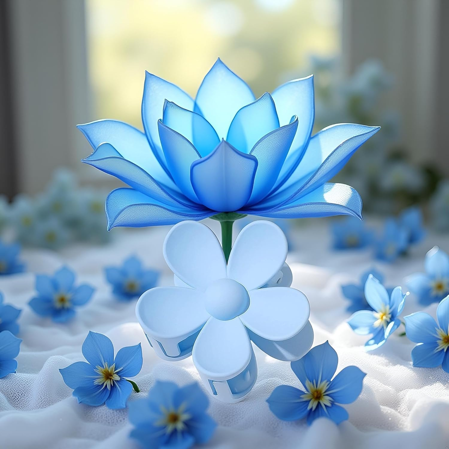 Blue Hair Claw Clips Flower Hair Clips &ndash; Big Cute Claw Clips, Large Hair Clips Strong Hold for Women Thin Hair for Women Thick Hair Clips and Barrettes image number 1