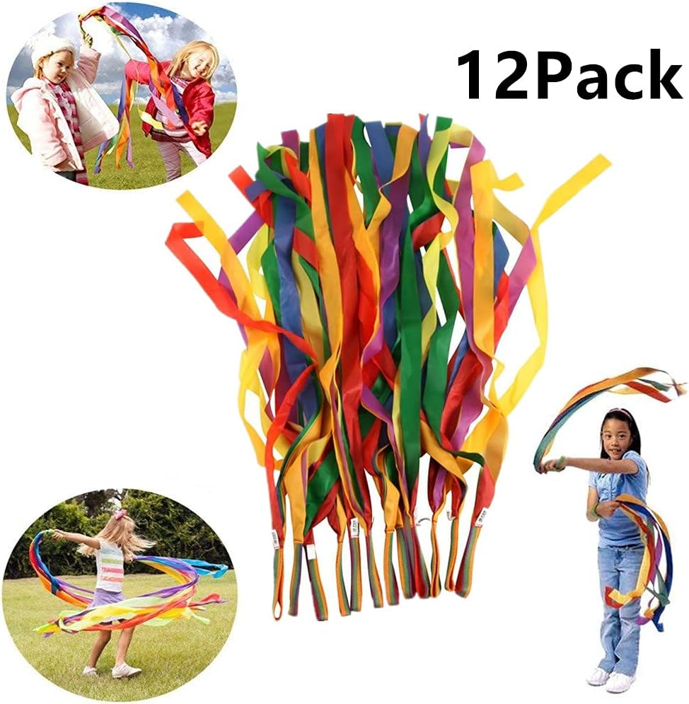 LERTREE 12 Pcs Rainbow Rhythm Ribbon Dance Wand Gymnastics Toys for Kids image number 6