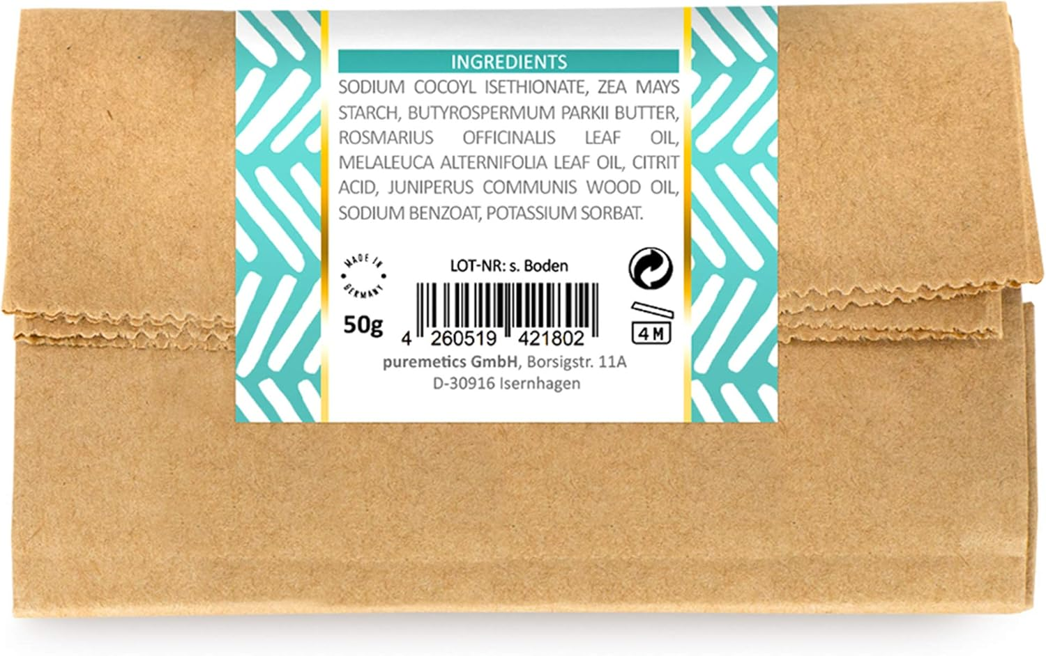 Puremetics Zero Waste Shampoo Powder "Tea Tree Rosemary" (50 G = 200 Ml) for Flaky and Dry Scalps Vegan and Plastic-Free image number 1