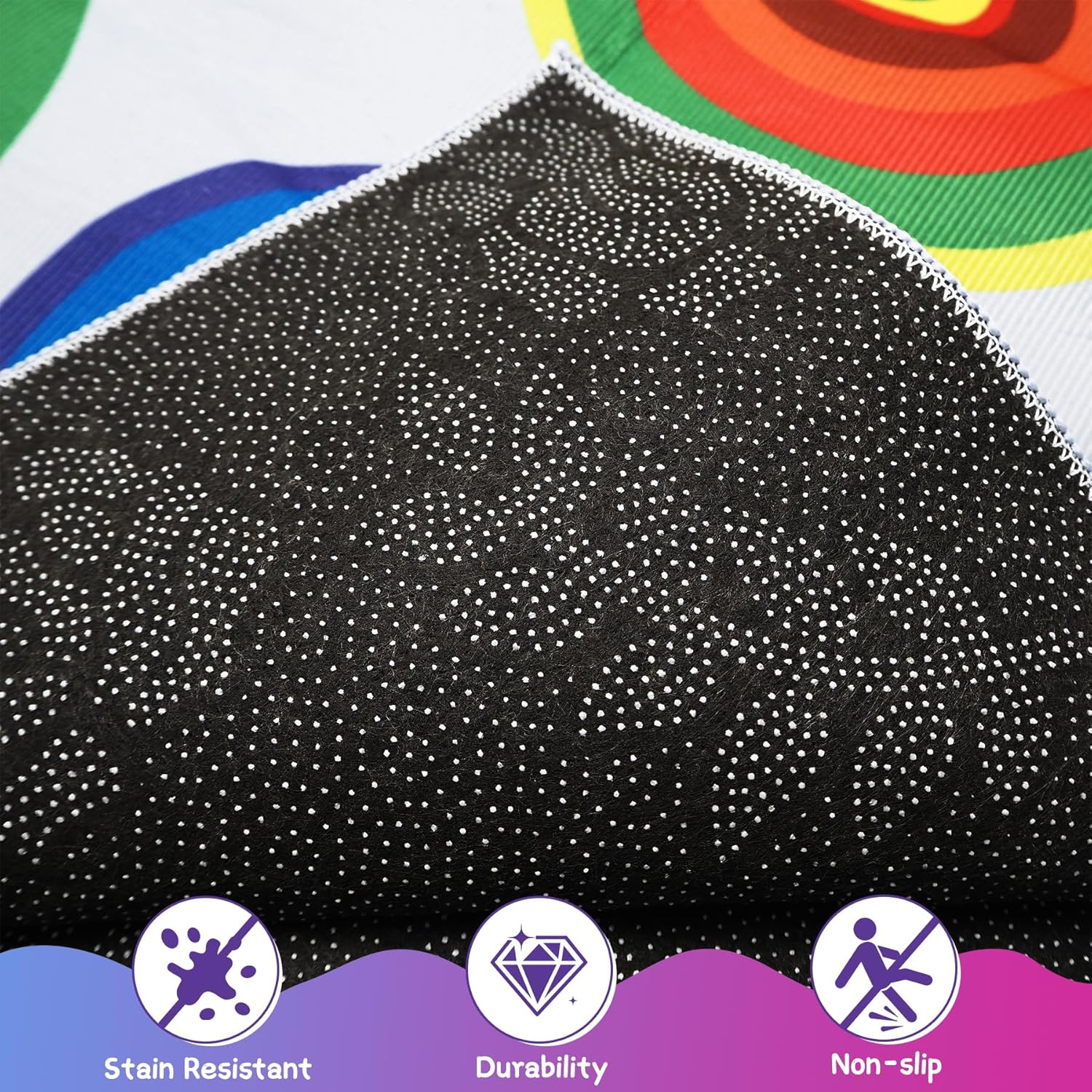 Kids Play Rug Classroom Carpet, 180X120Cm Color Rings Colorful Children'S Area Rug, Circles Abstract Educational Classroom Seating Rug Nursery Rugs for Kids Room, Playroom or Elementary (Color 3) image number 6