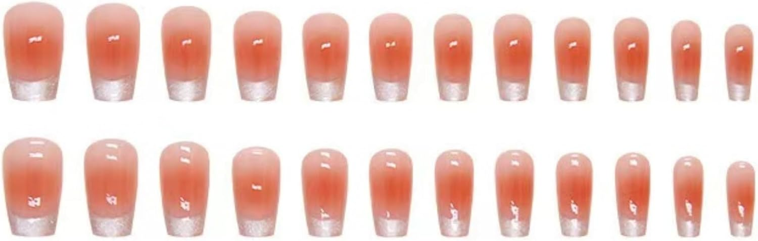 KAVI' S 24Pcs French Tip Stick on Nails Cat Eye Press on Nails Nude Gradient Glitter Fake Nails Ballerina Acrylic False Nails Jerry Glue for Women Girls Nail Art image number 4