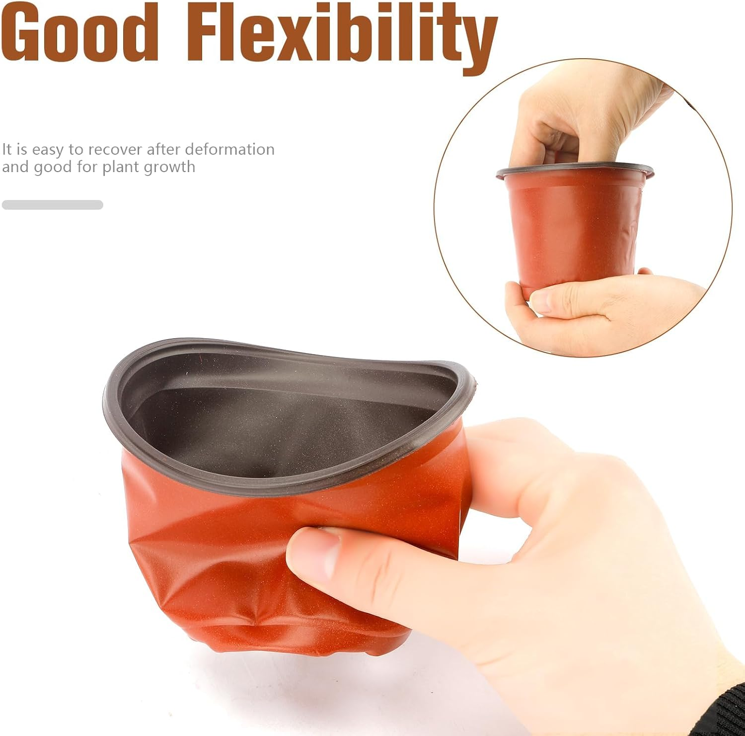 Nursery Pots with Drainage and Saucer,100Pcs Flexible Seed Starting Pots,Seed Starter Pot,Transplanting Containers,Multi-Purpose Functionality,For Succulents Plants Fruits Flowers in Garden Balcony image number 2