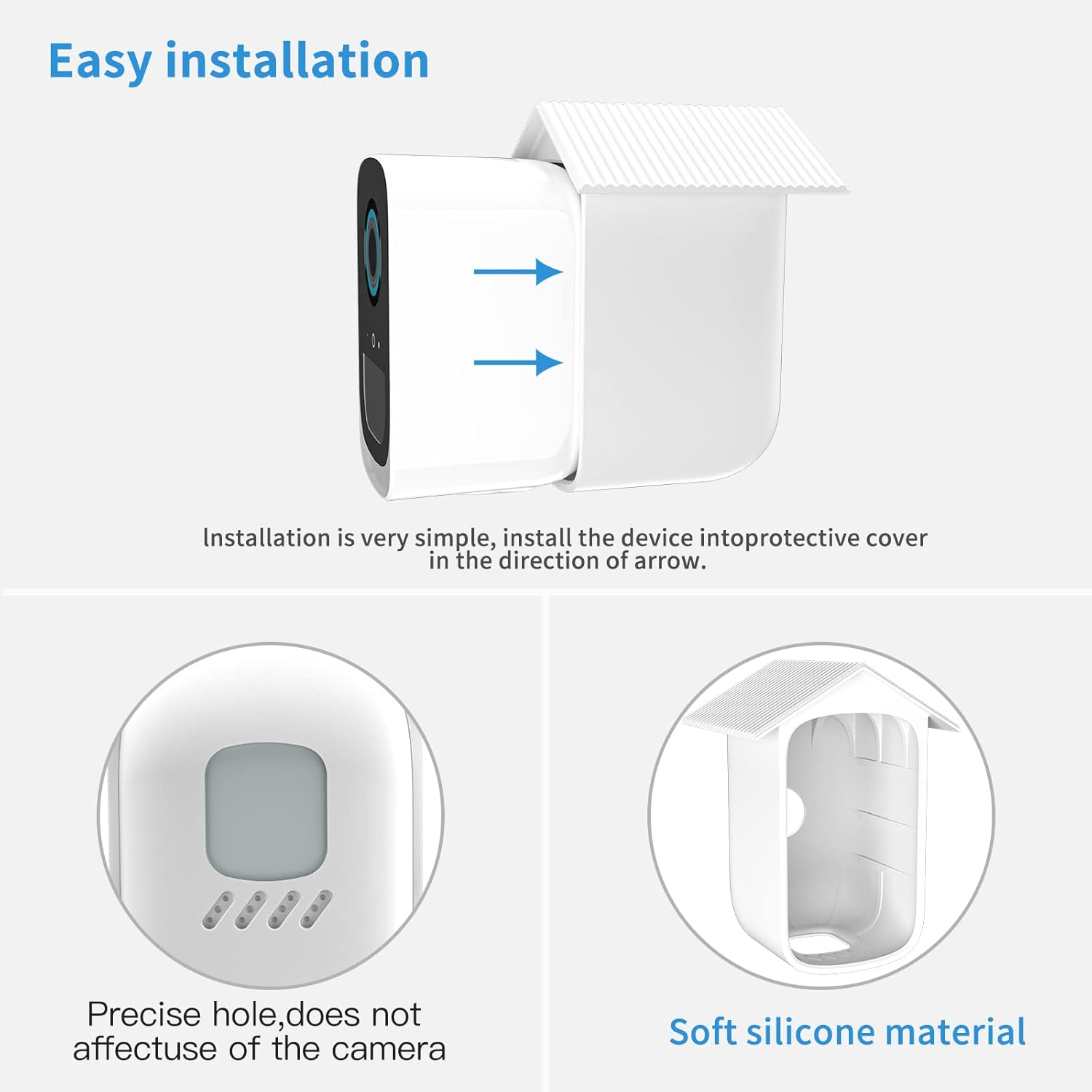 HOLACA Silicone Housing Skin for Eufycam 3C (S300) Wireless Home Security System-2Pack (White)