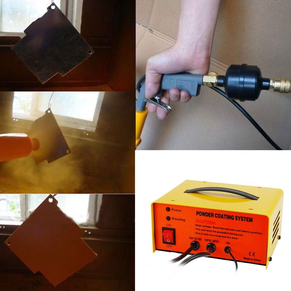 Powder Coating Gun,Portable Powder Coating System,Electrostatic Spray Machine Set,Foot Switch,Power Source,3 Nozzles and 2 Powder Cups,30-50Kv image number 3