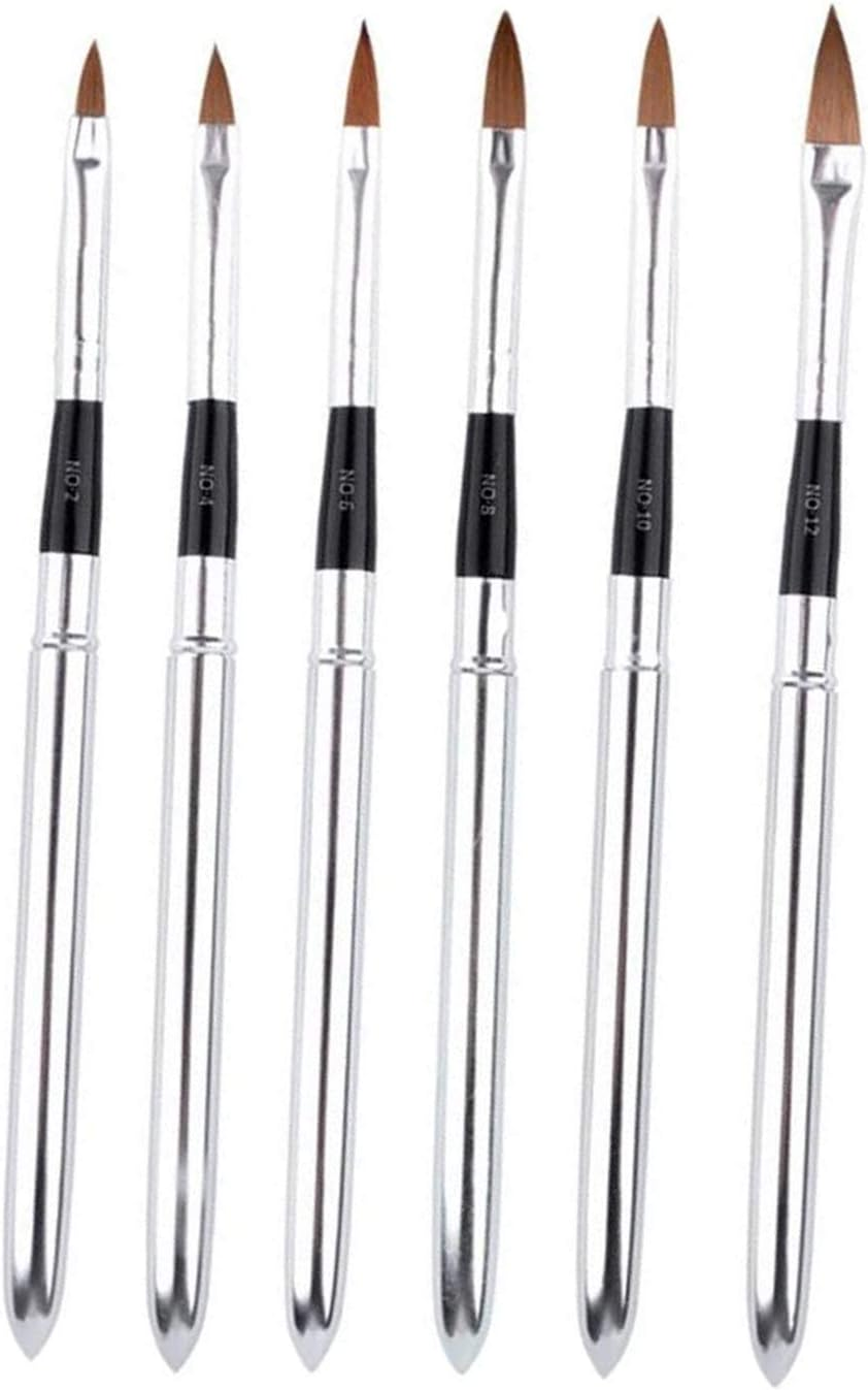 6 Pieces Nails Arts Pen Nail Brushes for 3D Design Detailing Painting Salon