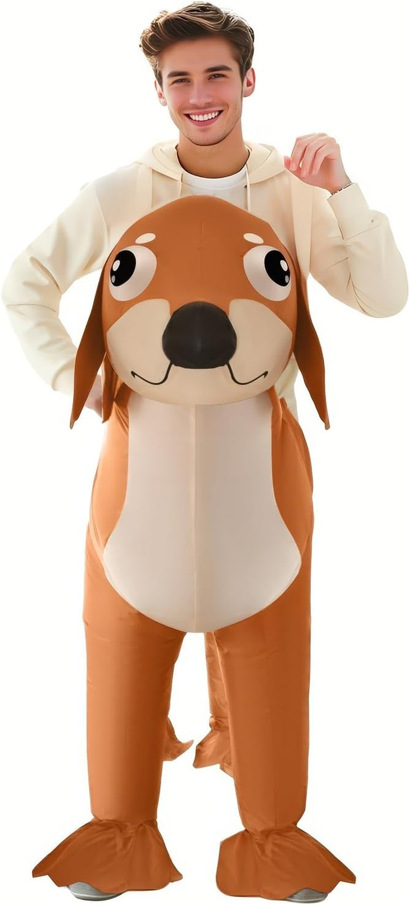 Couple Inflatable Dachshund Costume for Adult Halloween Blow up Costumes 2 People Funny Dog Costumes for Men Women Cosplay image number 1