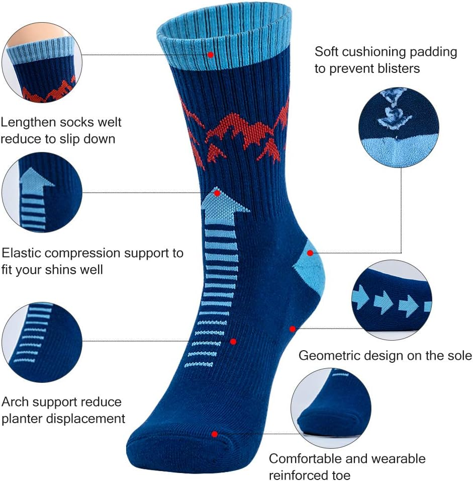 Time May Tell Mens Hiking Athletic Socks Moisture Wicking Cushion Crew Socks for Terkking,Outdoor Sports,Performance 2/3 Pack image number 4