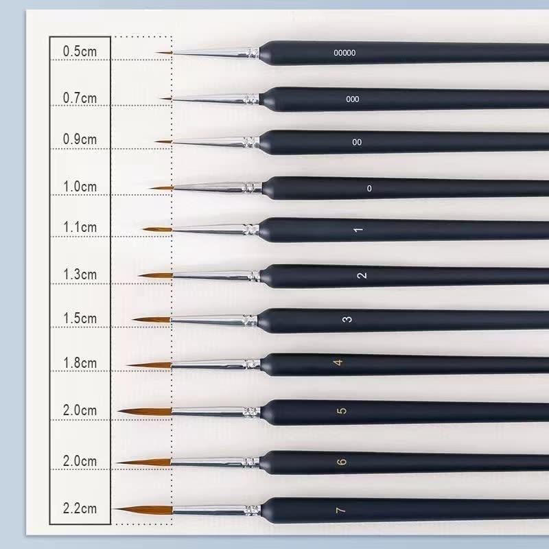 LORJE Miniature Paint Brushes, 11 Pcs Detail Brush Set for Acrylic, Oil, Watercolor, Art, Face Painting, Detailing, Model Craft (Black)