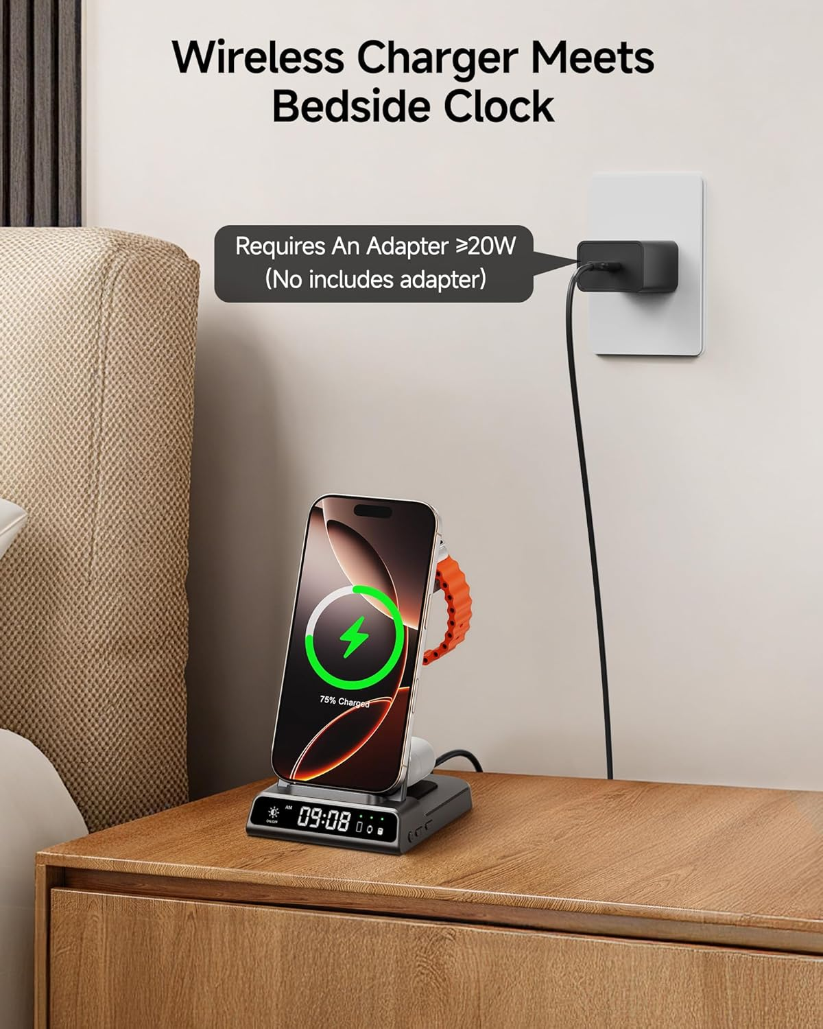 3-In-1 Wireless Charging Station for Iphone Air/17/16/15/14/13/12, for Apple Watch Ultra 3/11/10/9/8/7/SE 3, and Wireless Earbuds, Swanscout C02A image number 2