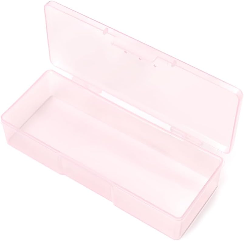 Rolabling Transparent Empty Plastic Nail Storage Box Nail Art Equipment Manicure Tool Storage Case Pink - White image number 4