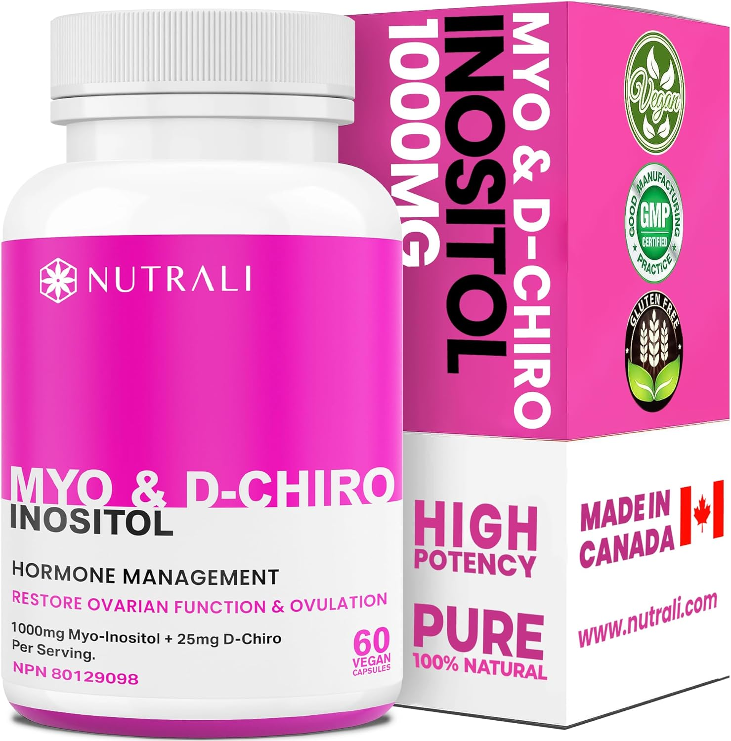 New HIGHEST POTENCY 1000Mg per Serving Myo-Inositol D-Chiro Inositol 40:1 (2 Capsules per Serving), PCOS Management, Improved Ovarian Function, Regulate Menstrual Cycle. Fast Acting, Non-Gmo, Vegan, Gluten Free. 60 Easy to Swallow Capsules. image number 6