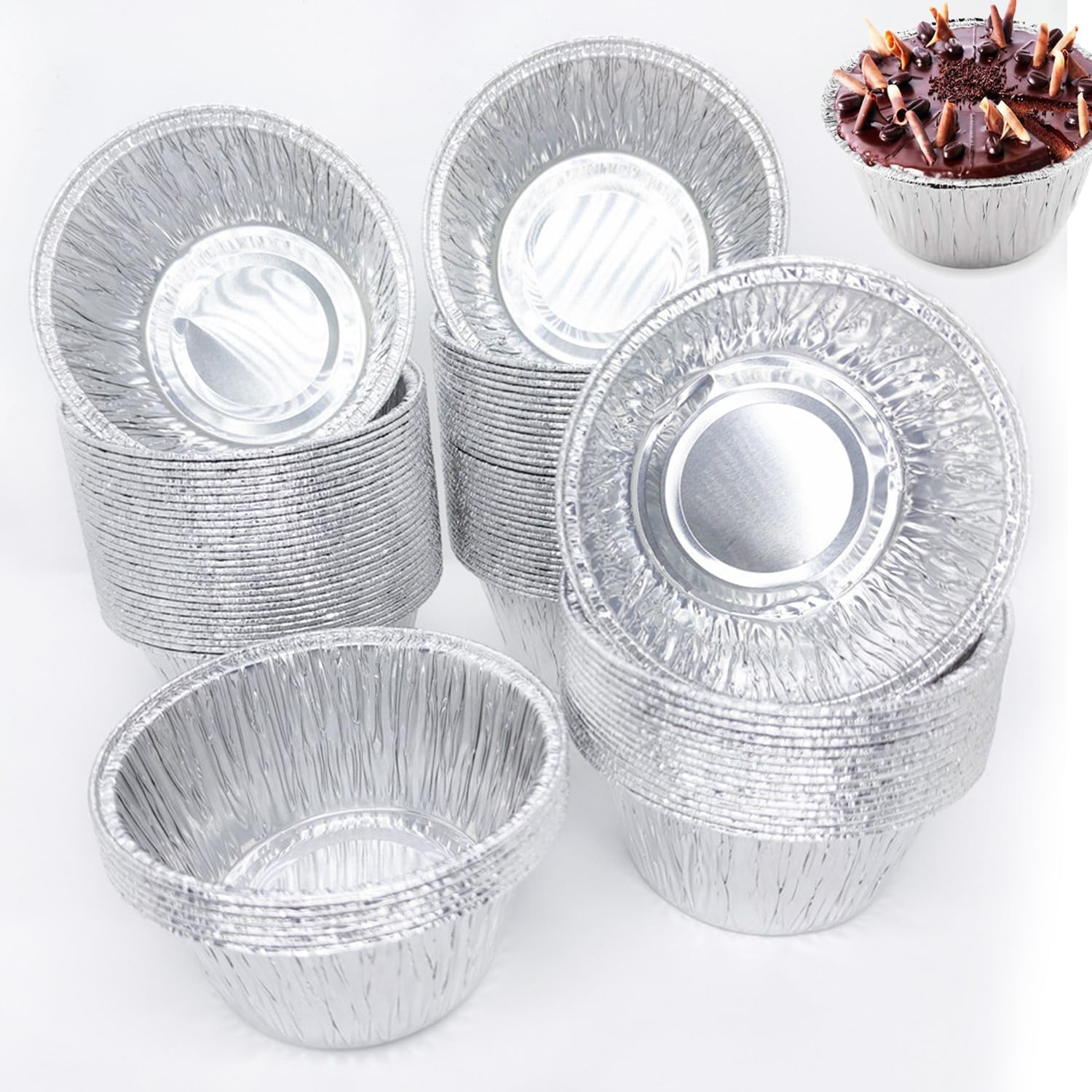 Lyfengdeam 100Pcs Cupcake Baking Cups Aluminium Foil Muffin Cups Pudding Molds Egg Tart Baking Cups Dessert Containers 3In image number 6