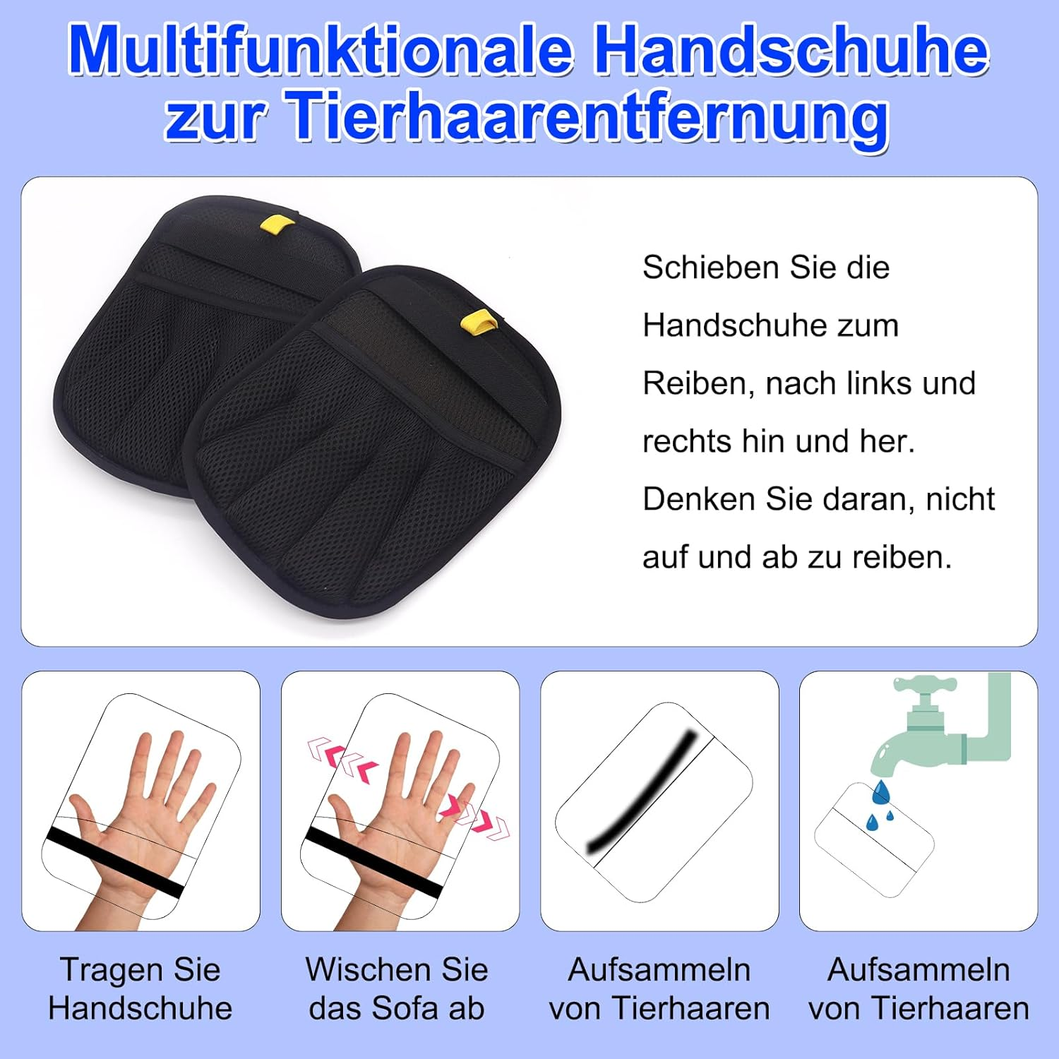 CEWROM Fur Magnet Gloves, Reusable, Pack of 2 Upgrade Pet Hair Removal Gloves for Cats and Dogs, Safe Two-Way Electrostatic Technology, Five Finger Non-Slip image number 2