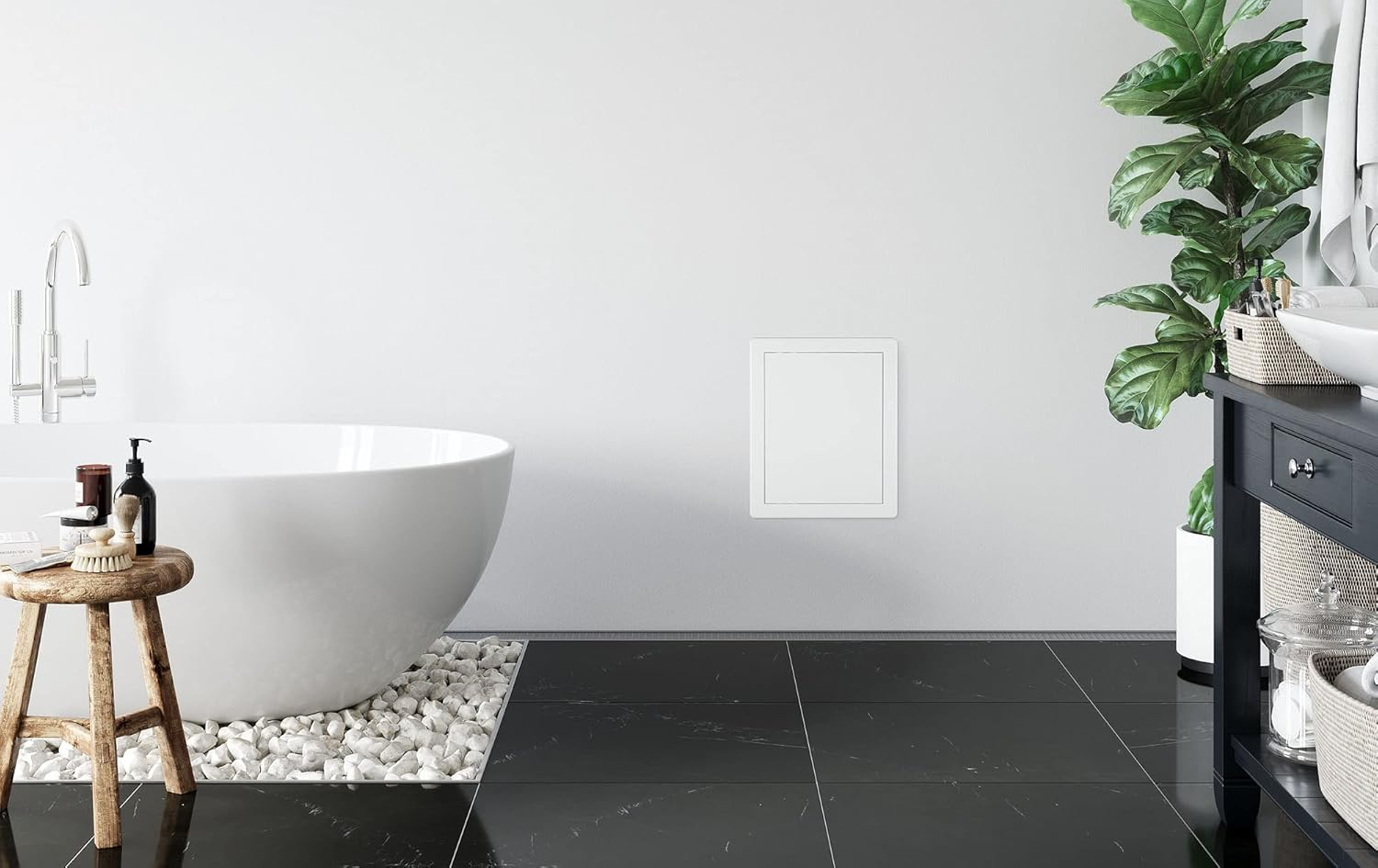 Awenta Plastic Access Flap Door 150 X 200 Mm - White Cover Plate for Opening Flap - Box Door Lock - Door Bolt - Concealed Hinge - Removable Door - Paintable Smooth Finish image number 3