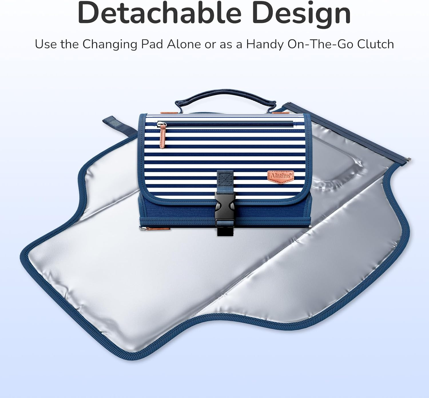 Portable Diaper Changing Pad for Baby, Detachable Travel Changing Pad with Baby Wipes Pocket, Gifts for Baby Shower, Newborn Girls and Boys (Navy) image number 4