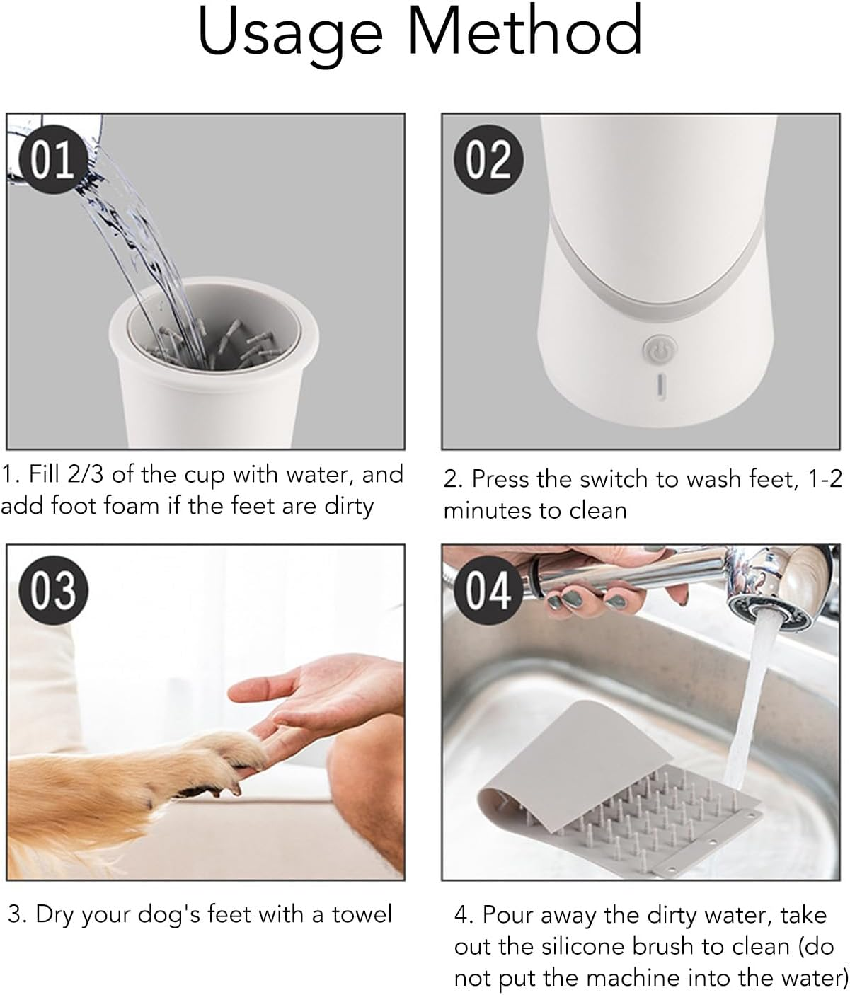 Automatic Dog Paw Cleaner, Rechargeable Portable Dog Paw Washer with Soft Silicone Bristles Pet Foot Cleaner, Dog Foot Washer, Electric Paw Washer for Small and Medium Dog image number 1