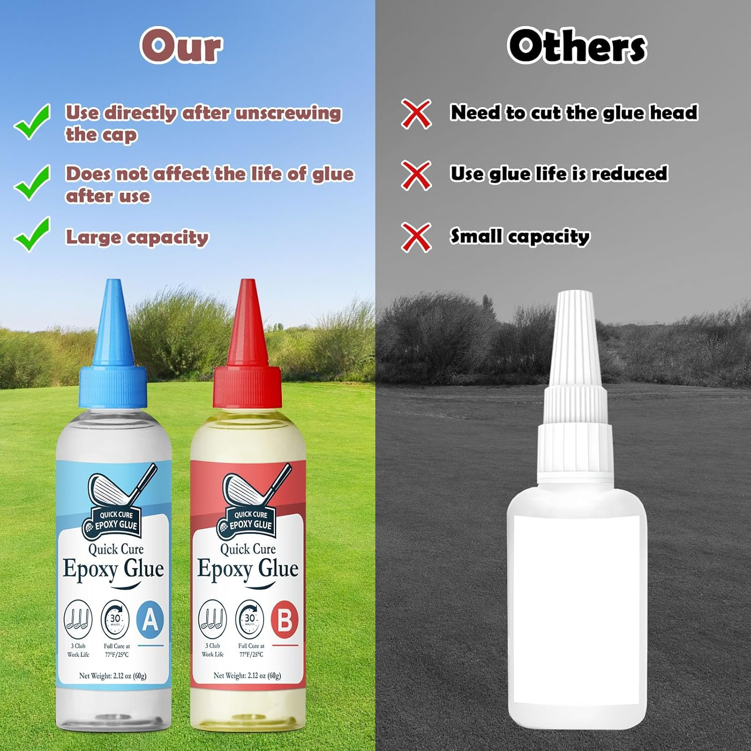 Quickly Cure Golf Club Epoxy 4.23Oz, Quick Cure Transparent Durable Golf Glue, Golf Shaft Epoxy Used to Repair All Clubs, Heads, Drivers, Putters and Irons image number 3
