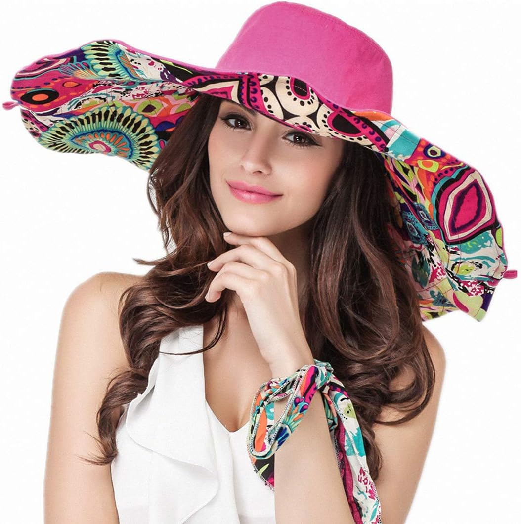 WITERY Floppy Summer UPF50+ Foldable Sun Beach Hats Accessories Wide Brim for Women