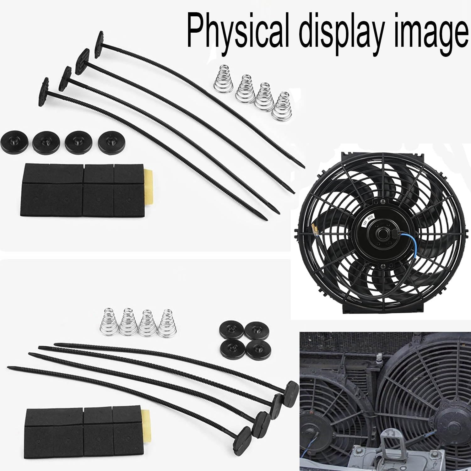 Electric Radiator Fan Mounting Kit, 2 Sets 40 Pcs Car Electrical Radiator Cooling Fan Mount Kit, Electric Cooling Radiator Fan Parts for Auto Modification image number 6