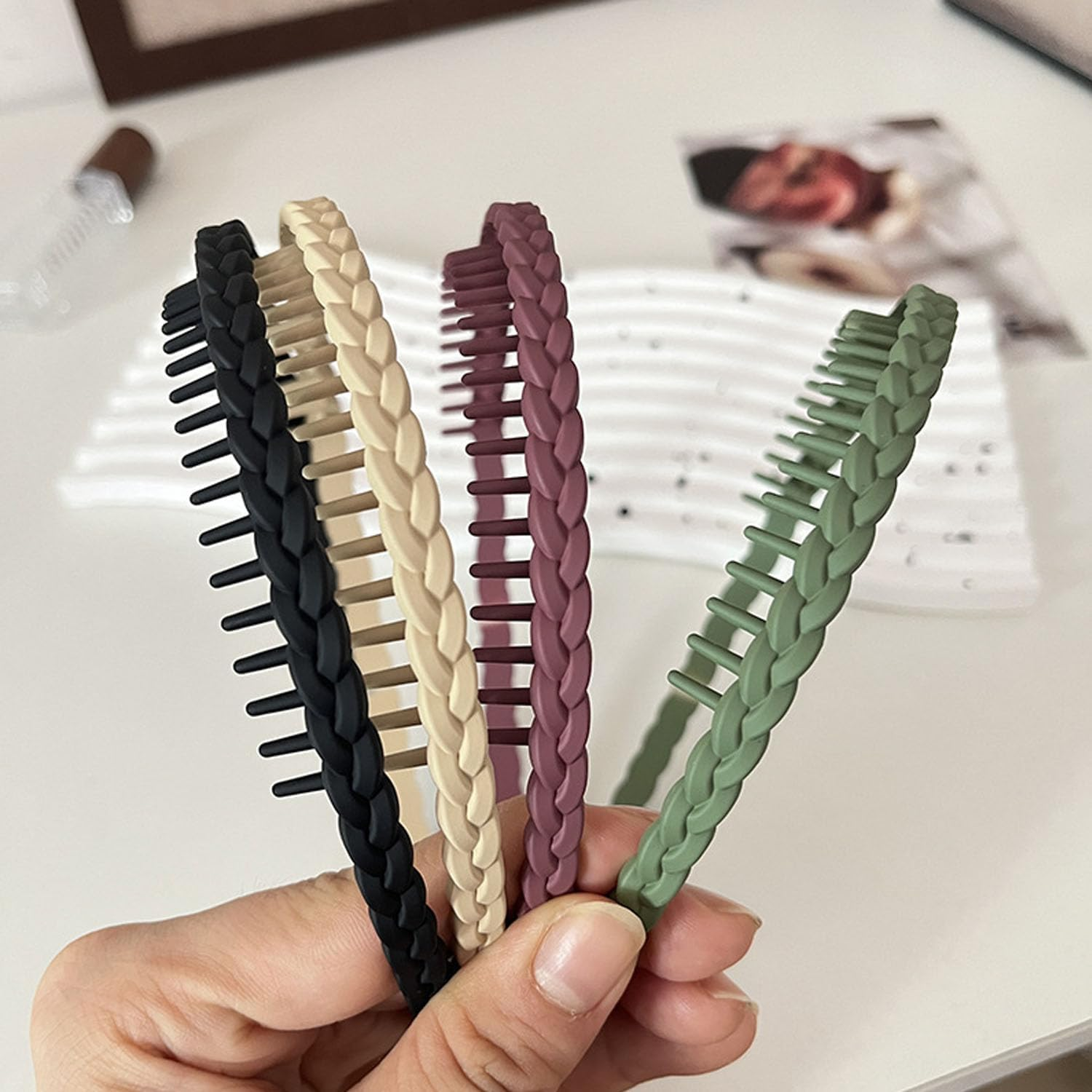 Headbands with Teeth 10PCS, Thin Non-Slip Headband DIY Hairbands,Multicolor image number 2