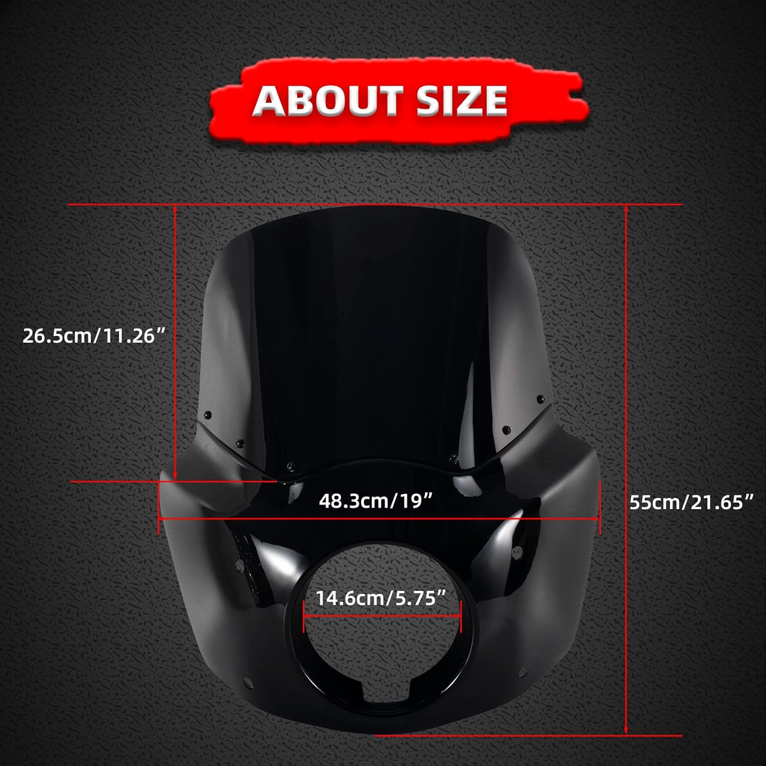 FATECIM Motorcycle 5.75" Headlight Fairing Cover 11" Dark Smoke Windshield Windscreen 48-58Mm Mounting Kit Headlight Extension Block for Harley Low Rider S FXLRS 2020 2021 2022 - Road Warrior Style image number 2