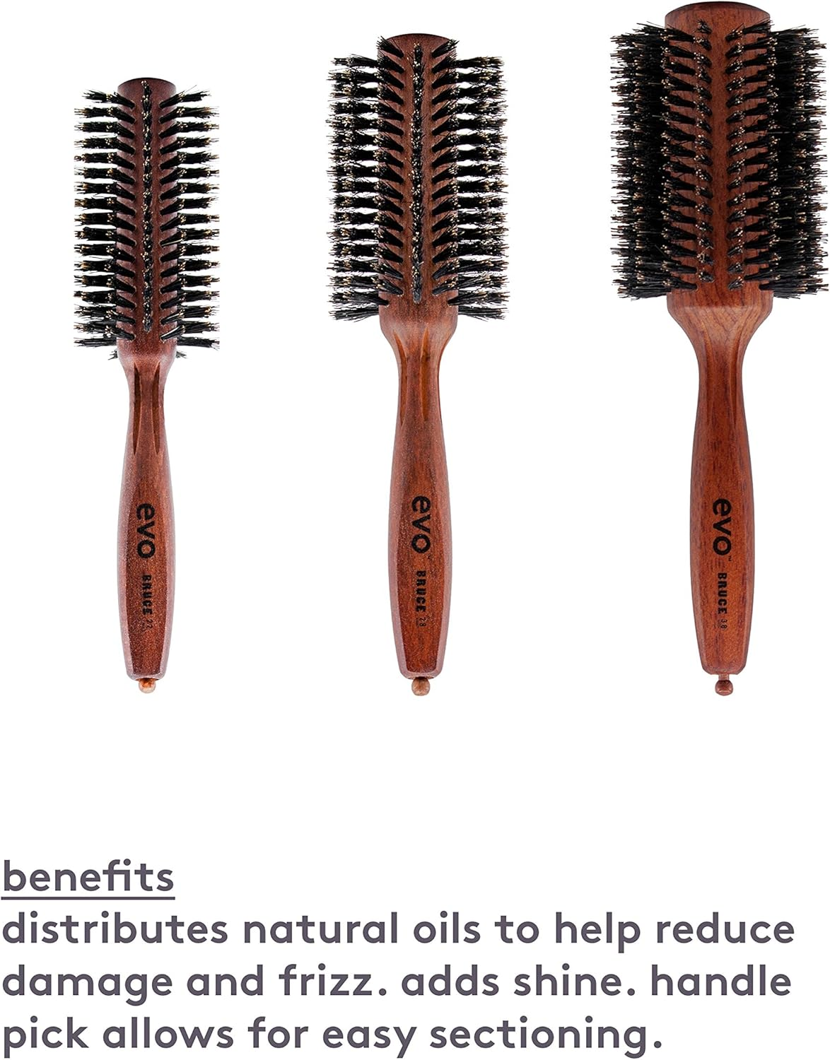 Evo Bruce Natural Radial Hair Brush - Professional Bristle Brush for Styling & Polishing - Volumising Hair Brush image number 5