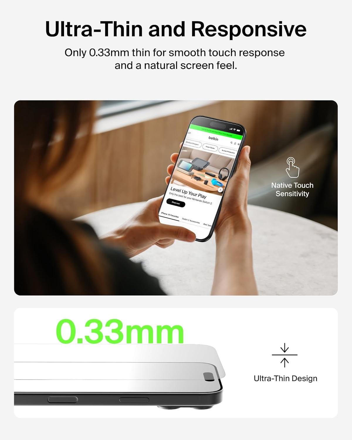 Belkin Screenforce Temperedglass Screen Protector for Iphone Air, Scratch-Resistant Impact Protection W/Included Easy Align Tray for Bubble Free Application, Recycled Glass - 2 Pack image number 6