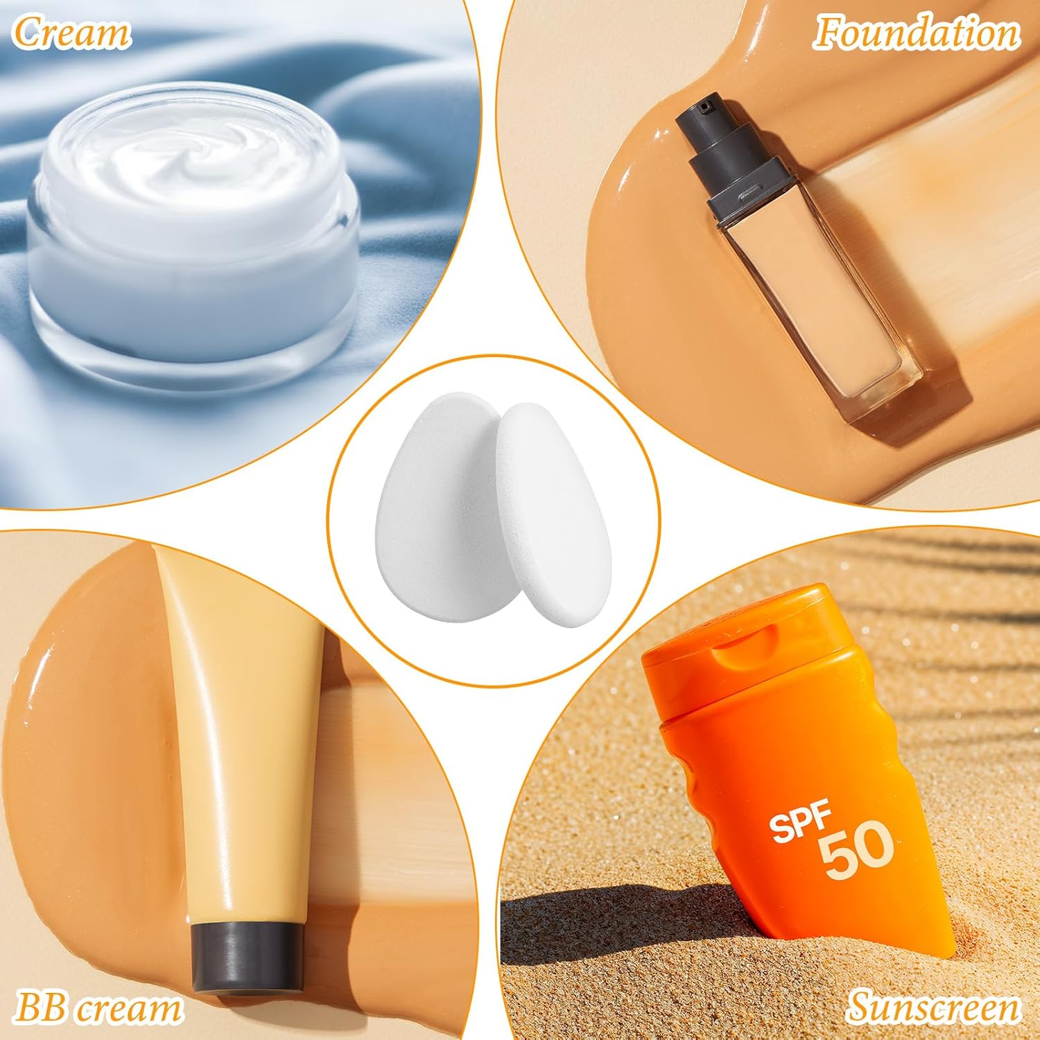 10Pcs Beauty Blender Sponge,Beige Smooth Makeup Sponge,Natural and Easy Soft Long-Lasting and Beginner-Friendly,Powder Sponges Foundation Powders Blender for Liquid Foundation, Wet and Dry Dual Use image number 5