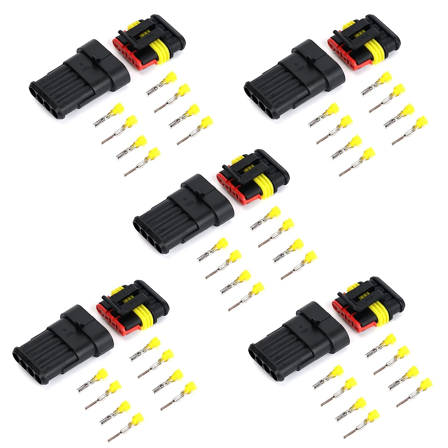 Ruimou 5 Set 4 Pin Way Waterproof Electrical Connector 1.5Mm Series Terminals for Motorcycle, Car, Truck, Boat Wire Harness Parts (4-Pin) image number 4