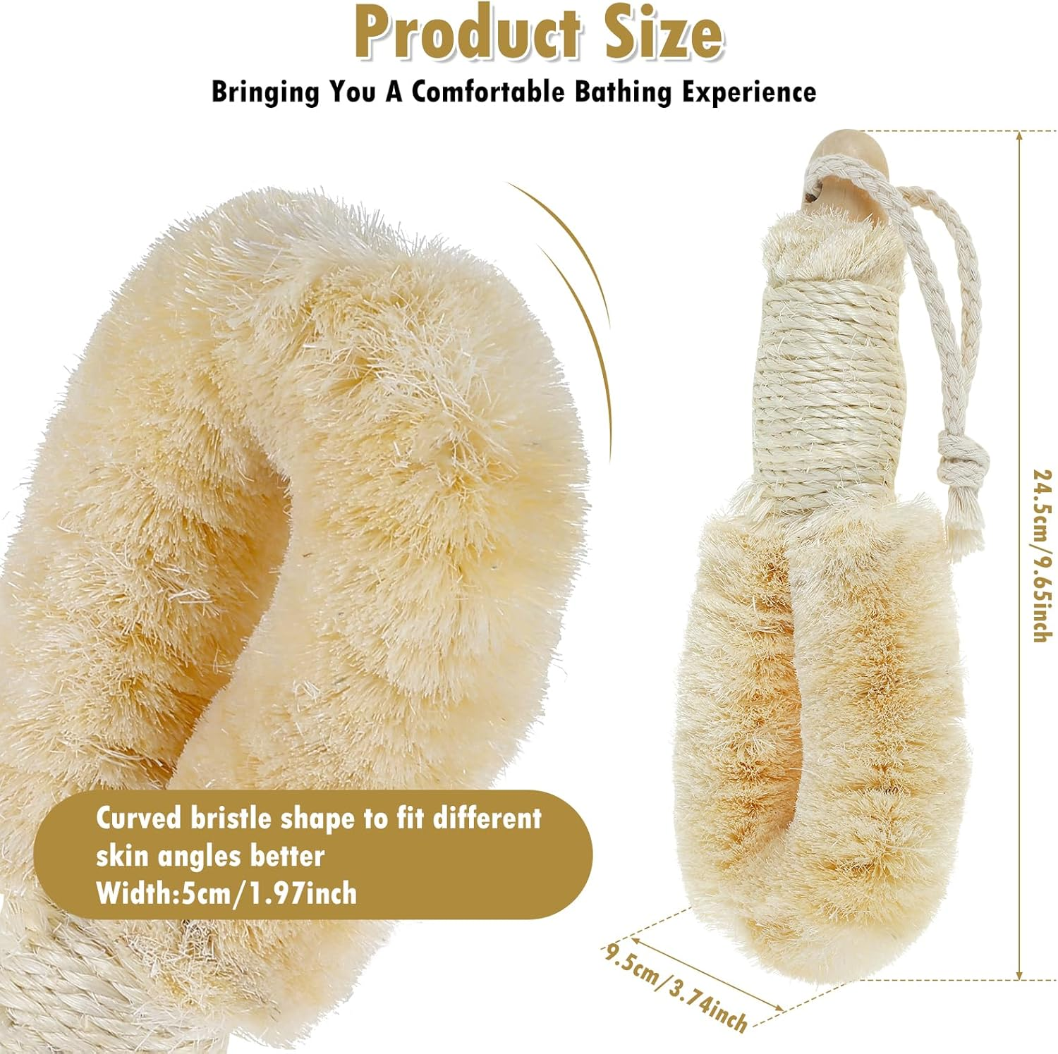 Dry Skin Brushes, 9.65Inch Hang Natural Fibers Sisal Body Brush, for Skin Exfoliates Skin, Ergonomic Exfoliating Body Brushes for Bath Shower, Stimulate Blood Circulation image number 3