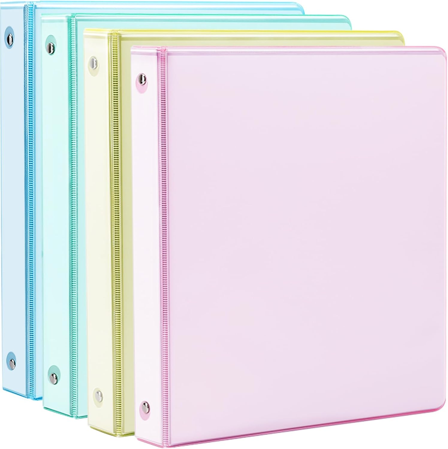 PUREZON 4 Pack 1 Inch 3 Ring Binders,Clear View Cover with 2 inside Pockets, Fits 8.5" X 11" Letter Size,Holds 200 Sheets,Clear View Binder for School,Home,Office Supplies (4 Pastel Colors) image number 5