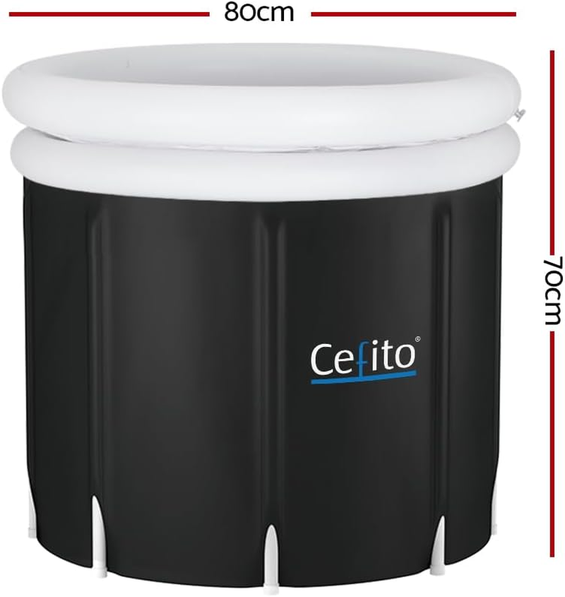 Weisshorn Ice Bath Tub, 300L 70 X 80Cm Inflatable Bathtub Cold Plunge Portable Bathtubs Folding Foldable Ices Tubs for Athletes Adult, 3-Layer Insulation with Protective Cover and 6 Support Legs Black image number 6