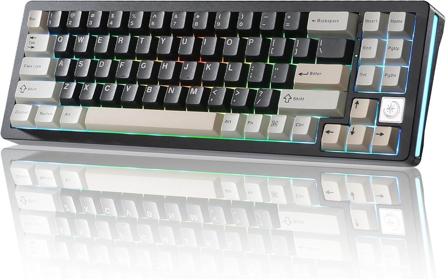 YUNZII AL71 75% Mechanical Keyboard, Full Aluminum CNC, Hot Swappable Gasket, 2.4Ghz Wireless BT5.0/USB-C Wired Gaming Keyboard,Nkro Programmable RGB Backlight,For Win/Mac(Black,Crystal White Switch)