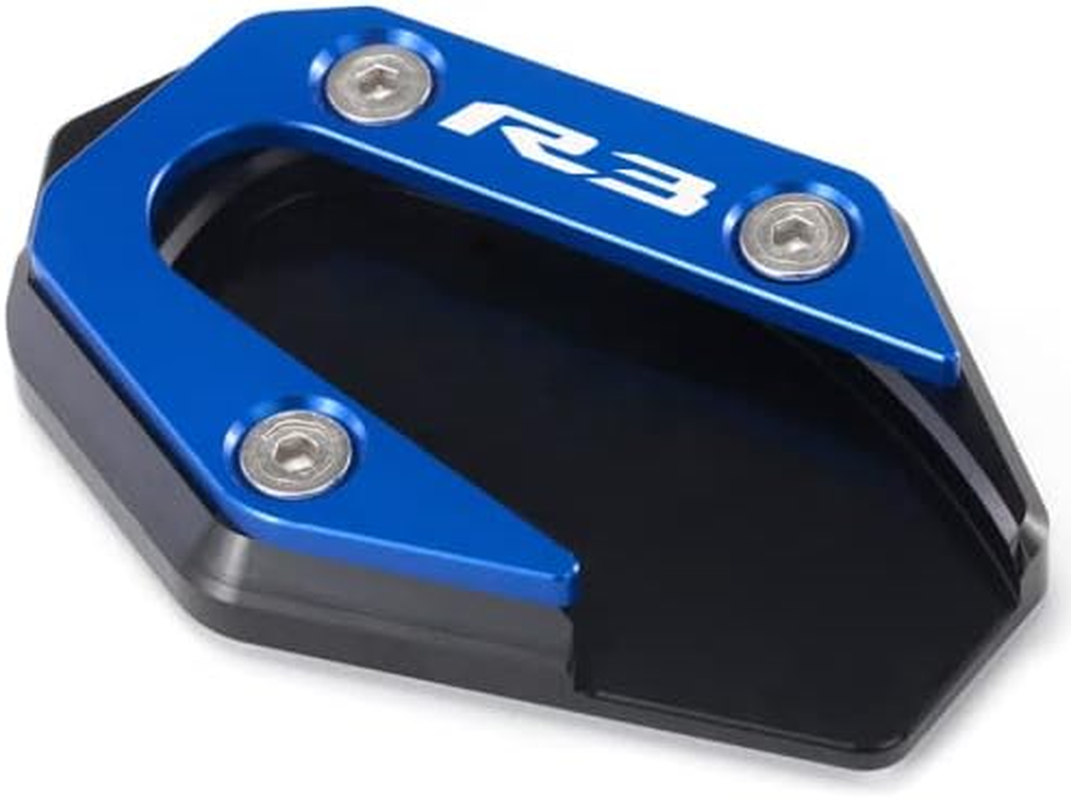 ESPEEDMTC for YAMAHA YZF-R3 2015-2020 Modified Side Stand Enlarger Plate Kickstand CNC Aluminum Alloy Enlarge Extension Accessories (Black)